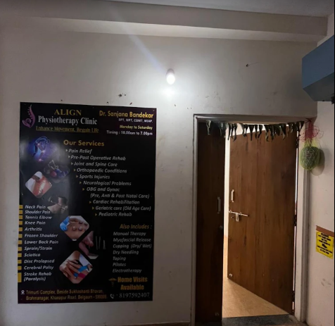 Entrance signage of ALIGN Physiotherapy Clinic listing services offered